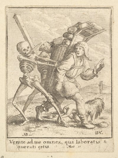 Der Krämer, aus dem Totentanz, 1651 von Wenceslaus Hollar