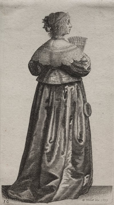 Die Frau mit Fächer und Spiegel von Wenceslaus Hollar