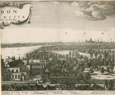 Die Aussicht auf London und Westminster von Lambeth aus von Wenceslaus Hollar