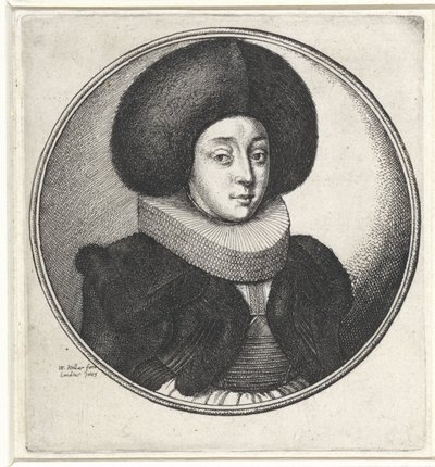 Frau mit Halskrause und großer Pelzmütze von Wenceslaus Hollar