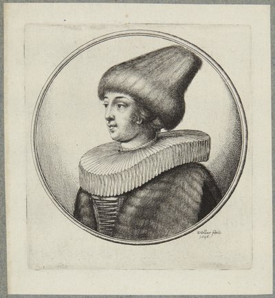 Frau mit spitzer Pelzmütze von Wenceslaus Hollar