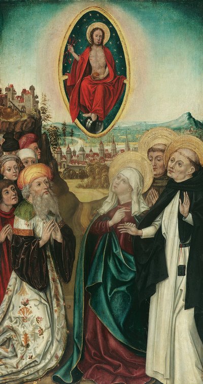 Vision des hl. Dominikus von Christus mit den drei Lanzen von Wiener Maler (Umkreis Meister des Schottenaltars)
