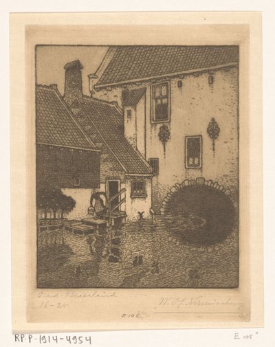 Rückseite des Rathauses in Oud-Beijerland von Wijnand Otto Jan Nieuwenkamp (signed by artist)
