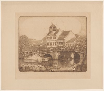 Das Bürogebäude der Firma Sluyters & Co. Kali Besar Batavia von Wijnand Otto Jan Nieuwenkamp (signed by artist)