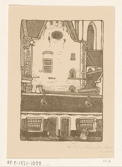 Häuser an der Sint-Bavokerk am Oude Groenmarkt in Haarlem von Wijnand Otto Jan Nieuwenkamp (signed by artist)