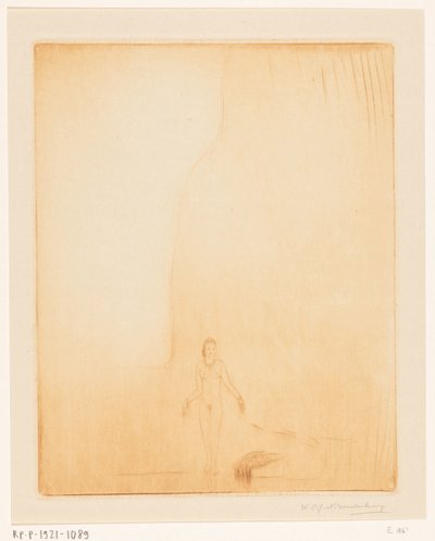 Badendes Mädchen am Ufer des Ganges in Benares von Wijnand Otto Jan Nieuwenkamp