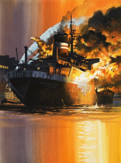 Brennendes Schiff von Wilf (20th century) Hardy