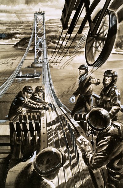 Bau der Brücke über den Firth of Forth von Wilf (20th century) Hardy
