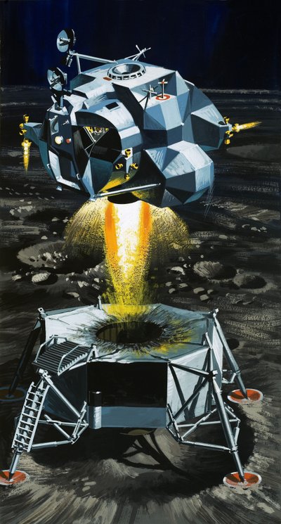 Wie der Mondlander zu einer Rakete wird, die Astronauten von der Mondoberfläche abheben kann von Wilf (20th century) Hardy