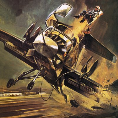 Pilot wird aus dem Ryan XV-5 Jump Jet ausgeworfen von Wilf (20th century) Hardy