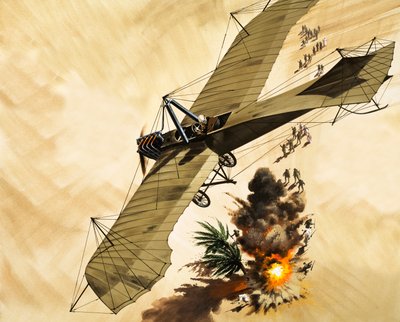 1911 wurde Lt. Giulip Gavotti der erste Mann, der eine Bombe aus einem Flugzeug abwarf von Wilf (20th century) Hardy