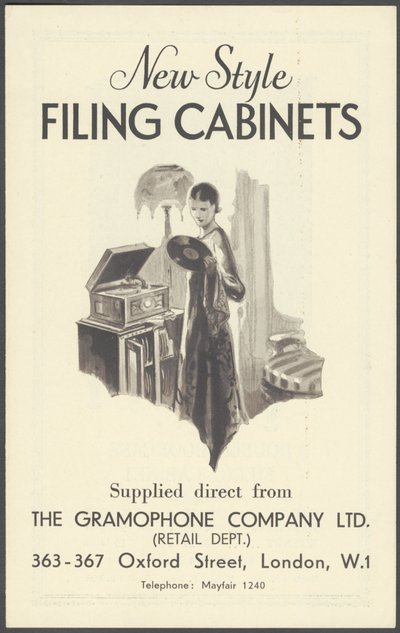 Die Aktenschränke der Gramophone Company, 1920er Jahre von Wilfred Fryer, Curtis Advertising Agency