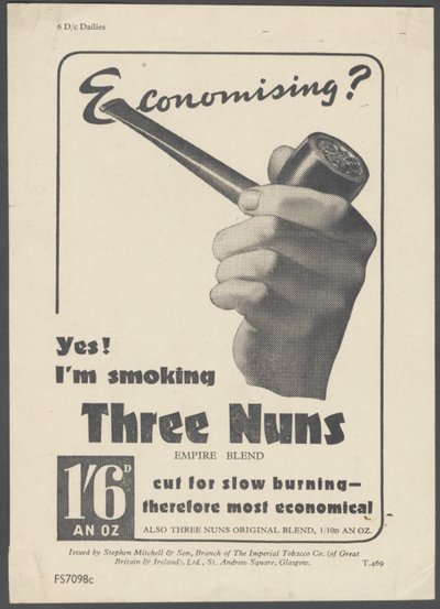 Three Nuns Pfeifentabak, ca. 1930er Jahre von Wilfred Fryer