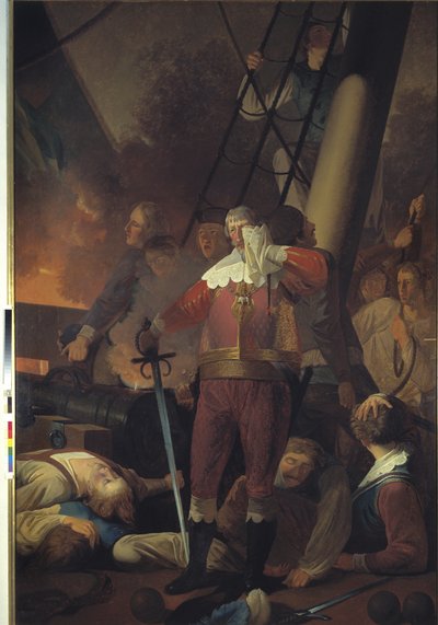 Christian IV. auf der "Dreifaltigkeit" in der Schlacht auf der Koldberger Heide 1644 von Wilhelm Bendz