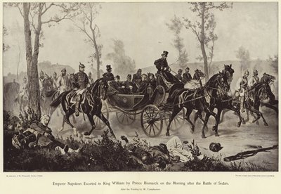 Kaiser Napoleon wird am Morgen nach der Schlacht von Sedan von Prinz Bismarck zu König Wilhelm eskortiert von Wilhelm Camphausen