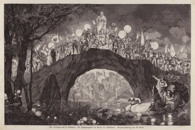 Fest zu Ehren des Künstlers Peter von Cornelius im Malkastenpark, Düsseldorf, Deutschland (Stich) von Wilhelm Gause