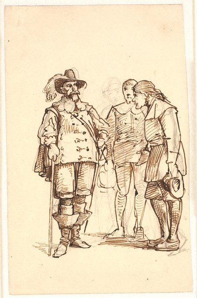 Adliger aus der Zeit von Chr. 4 spricht mit zwei Männern von Wilhelm Marstrand