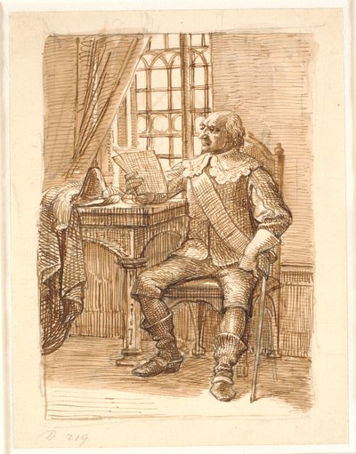Adelsmann aus der Zeit von Chr. 4. sitzt und liest einen Brief von Wilhelm Marstrand