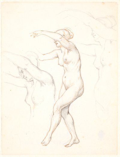 Blatt mit drei Studien einer nackten tanzenden Frau von Wilhelm Marstrand