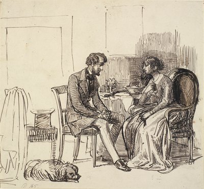 Ein Herr zu Besuch bei einer jüngeren Dame von Wilhelm Marstrand