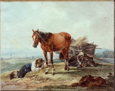 Schlafender Bauernbursche mit Pferd von Wilhelm von Kobell