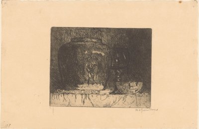 Stillleben mit Ingwertopf, Weinglas und Schale von Willem Adrianus Grondhout (signed by artist)