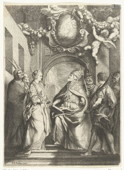Der heilige Gregor der Große mit vier anderen Heiligen von Willem Basse