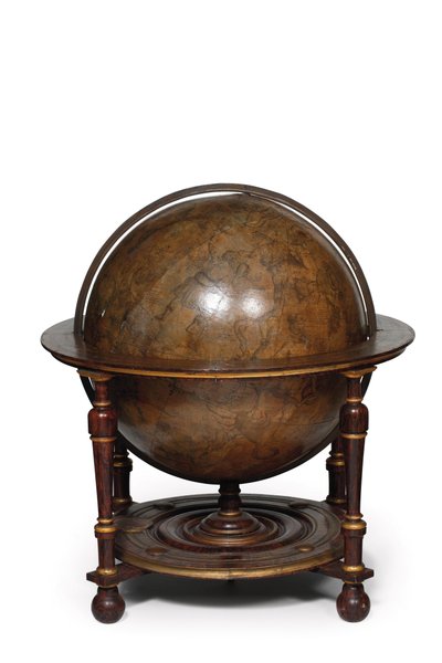Großes Paar Bibliotheksgloben, der terrestrische 1645/48, der himmlische nach ca. 1630 von Willem Blaeu