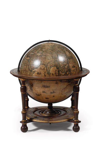 Großes Paar Bibliotheksgloben, der terrestrische 1645/48, der himmlische nach ca. 1630 von Willem Blaeu