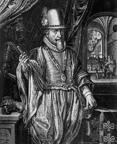 Porträt von Moritz von Nassau, Prinz von Oranien (1567-1625), Gravur von Willem Jacobsz Delff (1580-1638) von Willem Jacobsz Delff