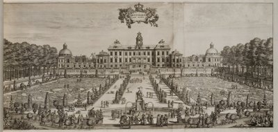 Schloss Drottningholm und Garten von Süden von Willem Swidde