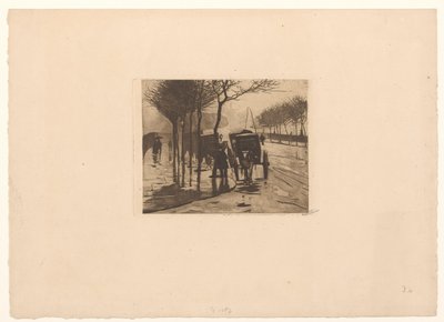 Wachtende rijtuigen op de Victoria Embankment in Londen von Willem Witsen (signed by artist)