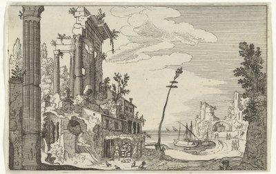 Römische Ruinen am Meer (Serientitel: Römische Ruinen und Küstenlandschaften, Serie 1) von Willem van Nieulandt (II)