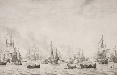 Die Schlacht bei den Downs gegen die spanische Armada, 21. Oktober 1639 von Willem van de Velde (I)