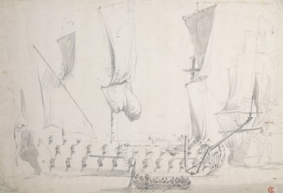 Ein englisches Viertklasseschiff bei leichtem Wind, ca. 1681 von Willem van de the Elder Velde