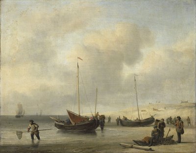 Fischerboote am Ufer von Willem van de the Younger Velde