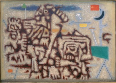 Zwei Weltalter (Variante auf Blau) von Willi Baumeister