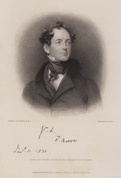 Thomas Moore, irischer Dichter und Biograf von Lord Byron (Gravur) von William (after) Finden