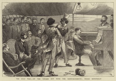 Der Zulukrieg, auf der Reise mit den Verstärkungen, schwarze Minstrelsy von William (after) Ralston