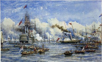 Der Besuch Ihrer Majestät auf dem Flaggschiff am 11. August von William Adolphus Knell