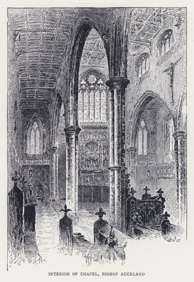 Innenraum der Kapelle, Bischof Auckland (Stich) von William Alexander Ansted