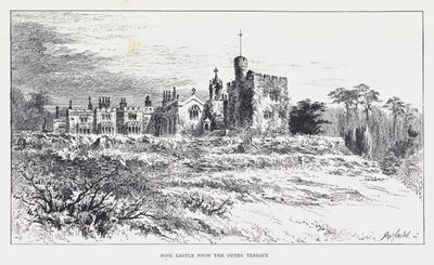 Schloss Rose von der äußeren Terrasse (Stich) von William Alexander Ansted