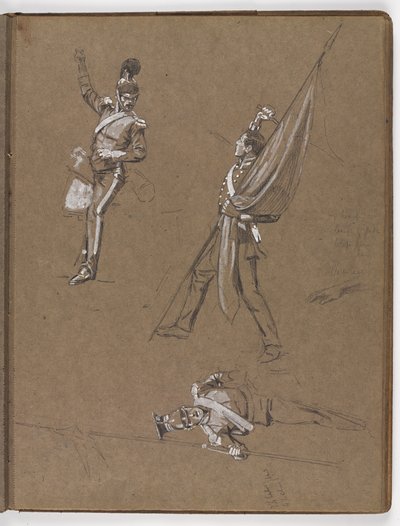 Studien für das Ölgemälde, Die Flagge: Albuhera, 16. Mai 1811 von William Barnes Wollen