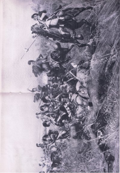 The Black Watch in der Schlacht von Quatre Bras am 16. Juni 1815, Illustration aus Britische Schlachten zu Land und zu Wasser, 1915 von William Barnes Wollen
