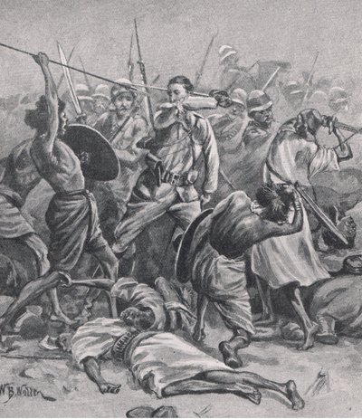 Das Quadrat bei Abu-Klea, 17. Januar 1885, Illustration aus Britische Schlachten zu Land und zu Wasser, 1915 von William Barnes Wollen