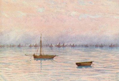 Die Austernflotte von Whitstable, die vor Herne Bay baggert von William Biscombe Gardner