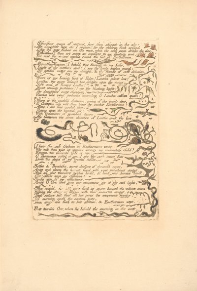 Europa. Eine Prophezeiung, Platte 16, Ethinthus Königin der Wasser . . . . (Bentley 17) von William Blake