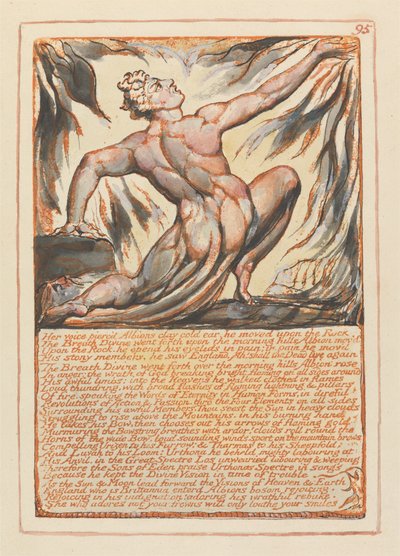 Jerusalem, Tafel 95, Ihre Stimme durchdrang Albions tonkaltes Ohr.... von William Blake