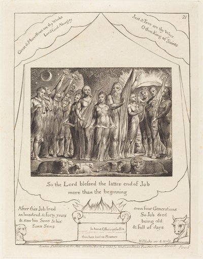 Hiob und seine Frau wiederhergestellt von William Blake