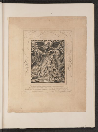Hiobs Söhne und Töchter von Satan überwältigt, 1825 von William Blake